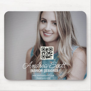 Tapis De Souris Femme patronne d'entreprise ajouter photo nom q r