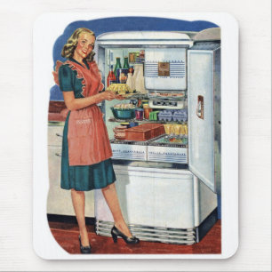 Tapis De Souris Femme Rétro Vintage Années 50 Cuisine Réfrigérateu