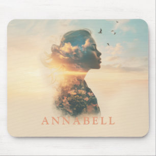 Tapis De Souris Femme romantique Nature Silhouette personnalisée