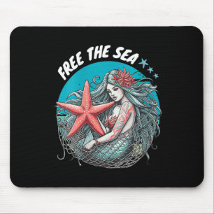 Tapis De Souris Femme Sirène Starfish Mer Nature De l'environnemen