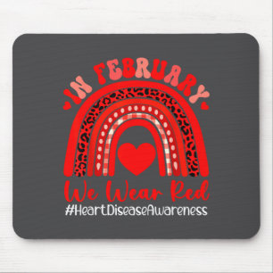 Tapis De Souris Femmes Février Léopard Rouge Maladie de Coeur