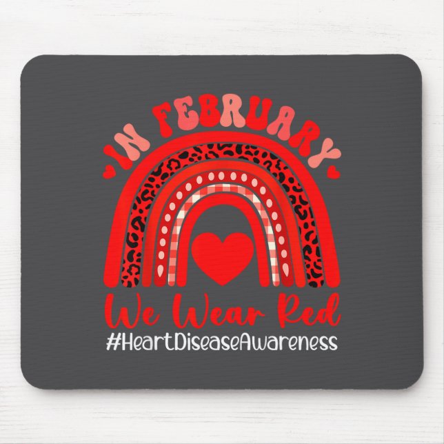 Tapis De Souris Femmes Février Léopard Rouge Maladie de Coeur (Devant)