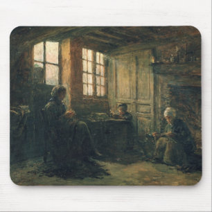 Tapis De Souris Femmes frangeant la toile, Honfleur, 1877