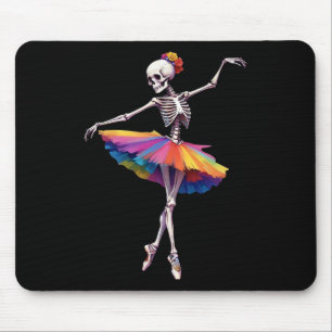 Tapis De Souris Femmes Halloween Danser Skeleton arc-en-ciel Balle