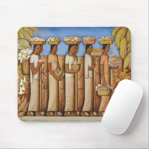 Tapis De Souris Femmes Indigènes Mexicaines Art Déco Tons Terreux