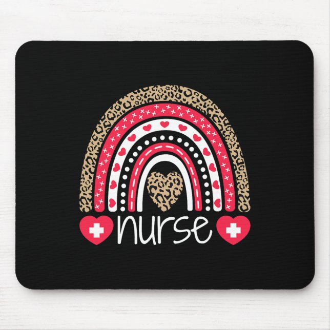 Tapis De Souris Femmes Infirmière Tee Nurse Week Rainbow Leopard S (Devant)