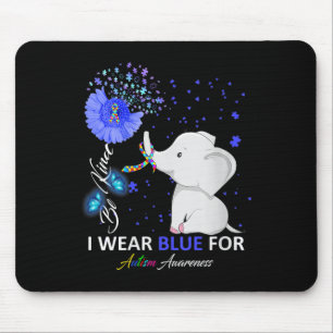 Tapis De Souris Femmes Je Porte Sensibilisation sur l'autisme Bleu