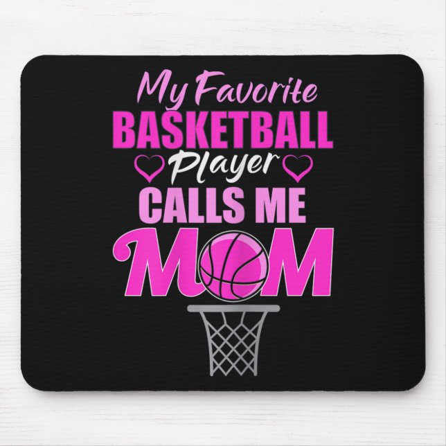 Tapis De Souris Femmes Mon Joueur De Basket Favori M'Appelle Maman (Devant)