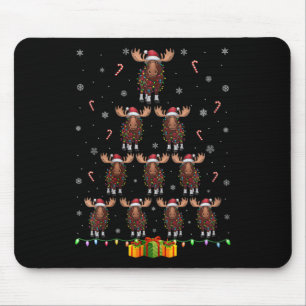 Tapis De Souris Femmes Moose Santa Chapeau Noël Lumières Hommes Fe