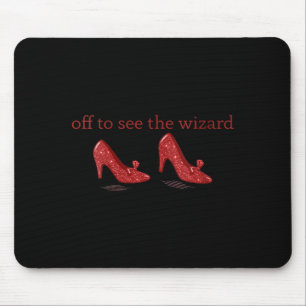 Tapis De Souris Femmes partent pour voir le magicien vintage rouge
