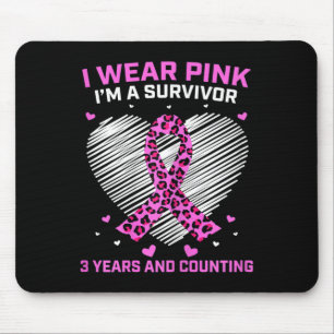 Tapis De Souris Femmes rose 3 ans Cancer du sein Survivant Cheetah