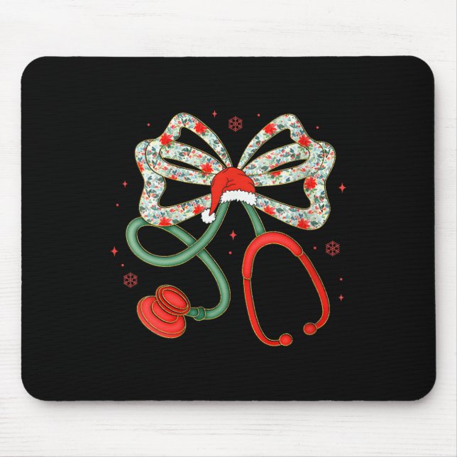 Tapis De Souris Femmes Stethoscope Noël Infirmière de la santé Tra (Devant)