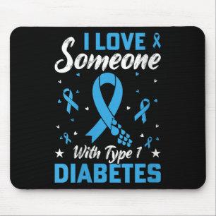 Tapis De Souris Femmes Type 1 Diabète Aimer Diabète juvénile Bleu