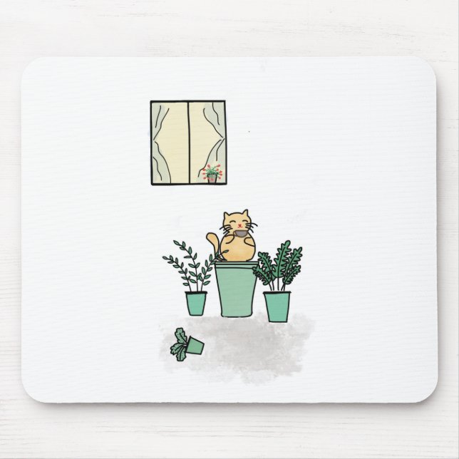 Tapis De Souris Fenêtre de café de chat Planchers Plante Vert (Devant)