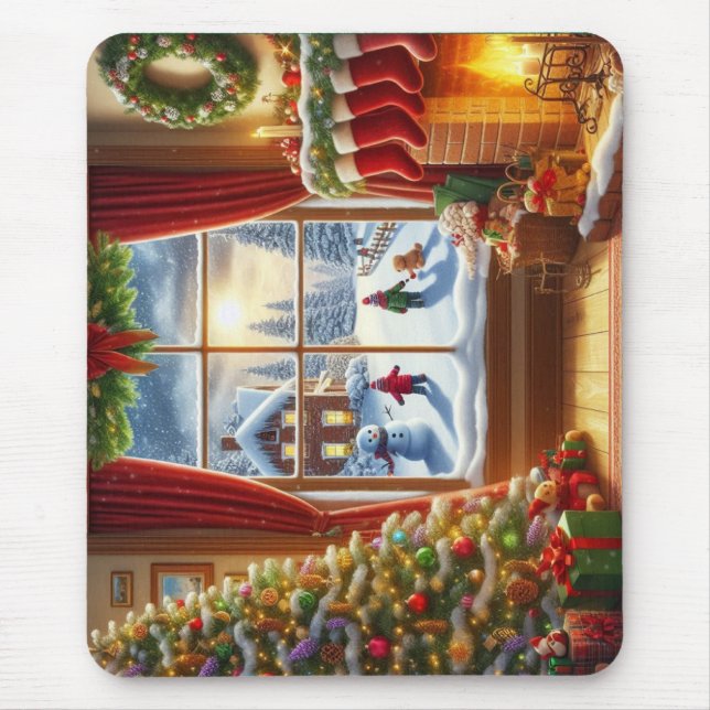 Tapis De Souris Fenêtre de Noël cosy (Devant)