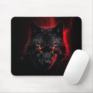 Tapis De Souris Fenrir - Loup noir aux yeux rouges