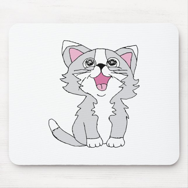 Tapis De Souris Fer Cute Chat esthétique Happy Chat Clipart Dessin (Devant)