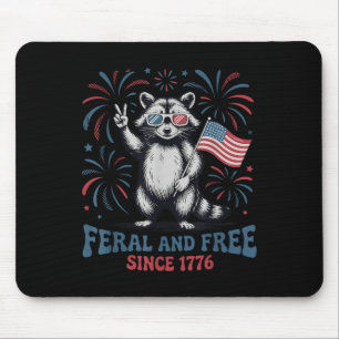 Tapis De Souris Féral et libre depuis 1776 Raton laveur patriotiqu
