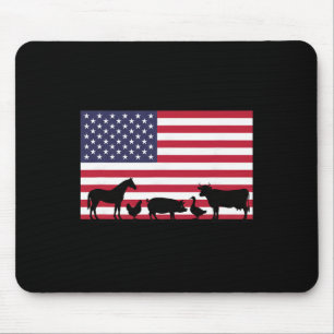 Tapis De Souris Ferme Animaux de la ferme Drapeau Américain Cheval