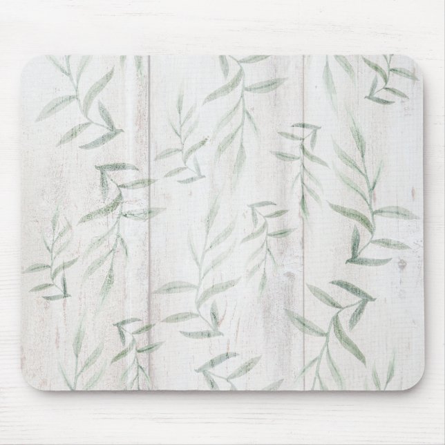 Tapis De Souris Ferme Blanc Bois Rustique Feuilles (Devant)