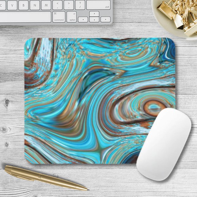 Tapis De Souris ferme bleu turquoise Tourbillons turquoise à grain (farmhouse teal blue Woodgrain turquoise swirls Mouse Pad)