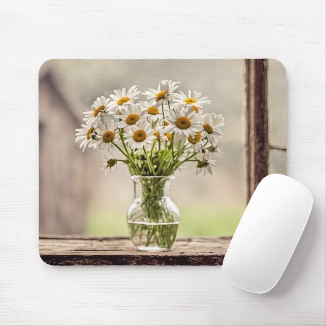 Tapis De Souris Ferme Daisy Bouquet Dans Fenêtre (Avec souris)