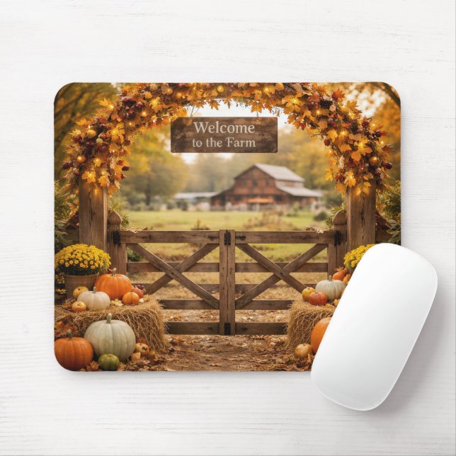 Tapis De Souris Ferme d'automne de campagne (Avec souris)