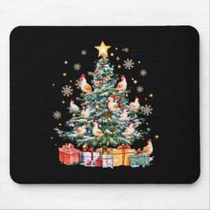 Tapis De Souris Ferme de Noël drôle de poulet arbre animal poulet