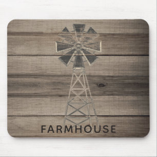 Tapis De Souris Ferme Rustique Bois Patiné Moulin à Vent de Campag
