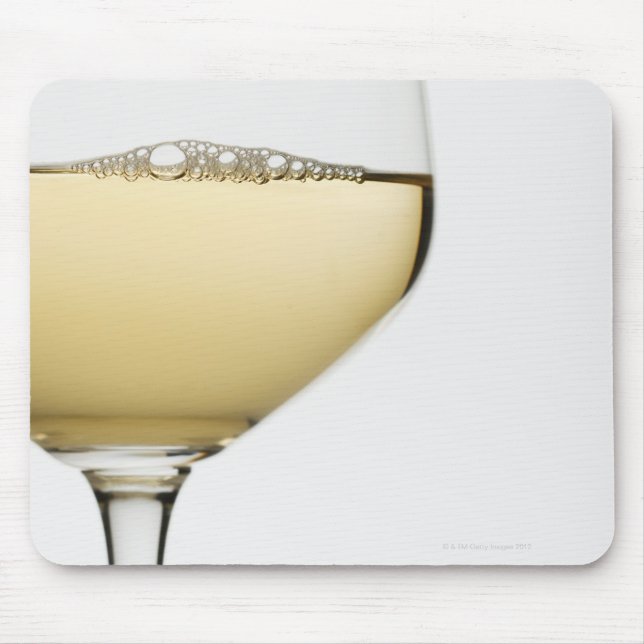 Tapis De Souris Fermer le verre de vin blanc sur blanc (Devant)