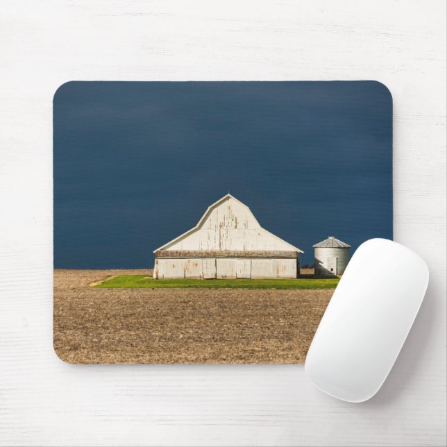 Tapis De Souris Fermes | Grange blanche & Silo (Avec souris)