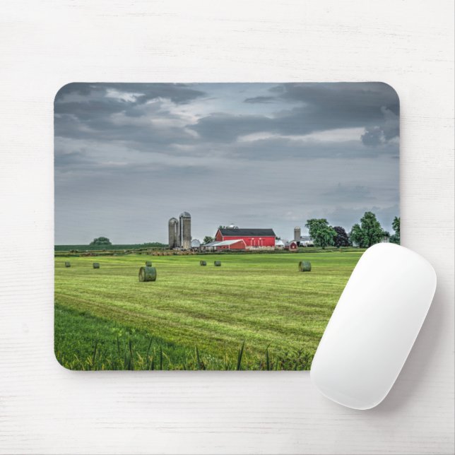 Tapis De Souris Fermes | Red Barn & Silo au printemps (Avec souris)