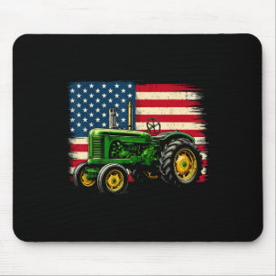 Tapis De Souris Fermier patriotique tracteur du 4 juillet drapeau