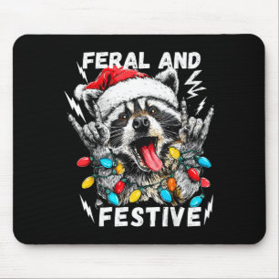 Tapis De Souris Féroce et festif drôle de rockeur de Noël Raton la