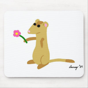 Tapis De Souris Ferret Tenant Une Fleur Mousepad