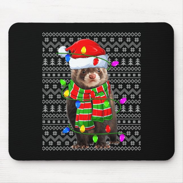Tapis De Souris Ferret Ugly Xmas Lighting Santa Ferret Christmas  (Devant)