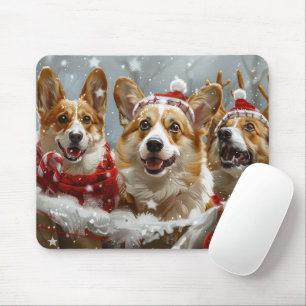 Tapis De Souris Festive de Noël de Chien de Corgi