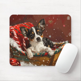 Tapis De Souris Festive de Noël de chien de Rat Terrier