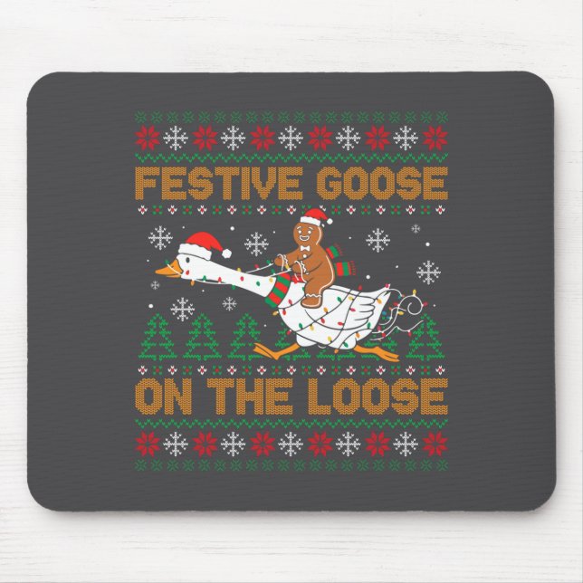 Tapis De Souris Festive Goose On The Loose Funny Gingerbread Ugly  (Devant)