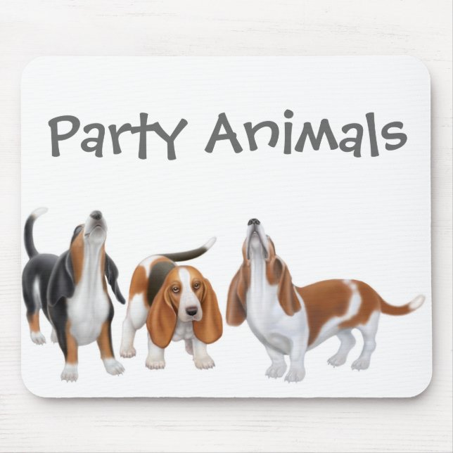Tapis De Souris Fêtards Mousepad de Basset Hound (Devant)