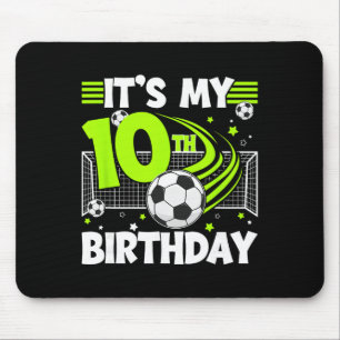 Tapis De Souris Fête d'anniversaire de football 10 ans 10 ans Joue