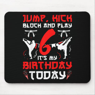 Tapis De Souris Fête d'anniversaire de karaté pour enfants de 6 an