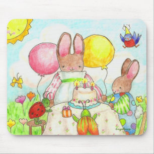 Tapis De Souris fête d'anniversaire de lapin