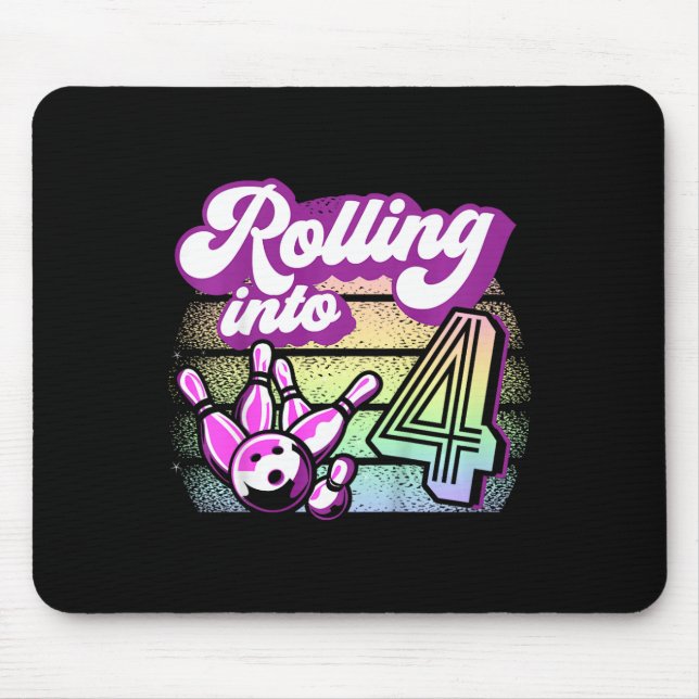 Tapis De Souris Fête de bowling pour enfants en 4 Bowling Annivers (Devant)
