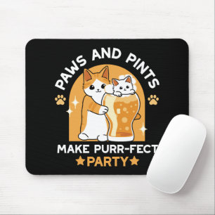 Tapis De Souris Fête de la bière colorée fête du chat - Pâtes et p