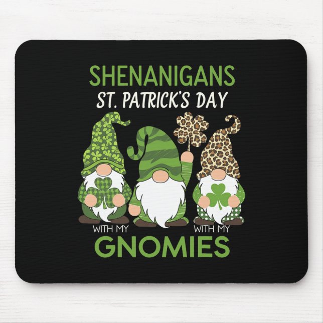 Tapis De Souris Fête de la Saint-Patrick Chanceux Trèfle Gnomes Lé (Devant)