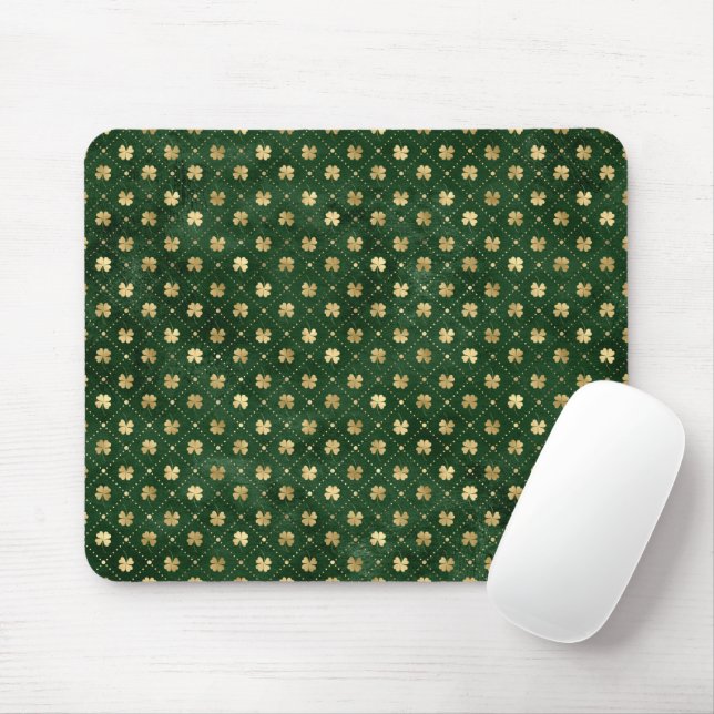 Tapis De Souris Fête de la Saint-Patrick Trèfle à quatre feuilles  (Avec souris)