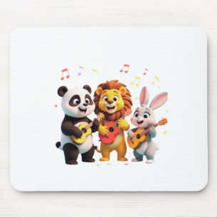 Tapis De Souris 🎵 Fête de musique d'animaux de dessin animé – Mus