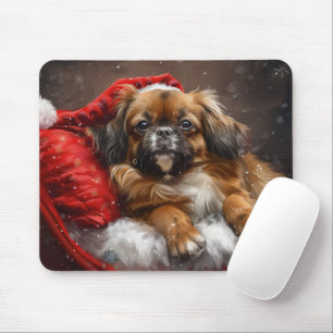 Tapis De Souris Fête de Noël de Chien Espagnol Tibétain