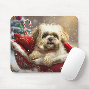 Tapis De Souris Fête de Noël de Chien Malti Tzu